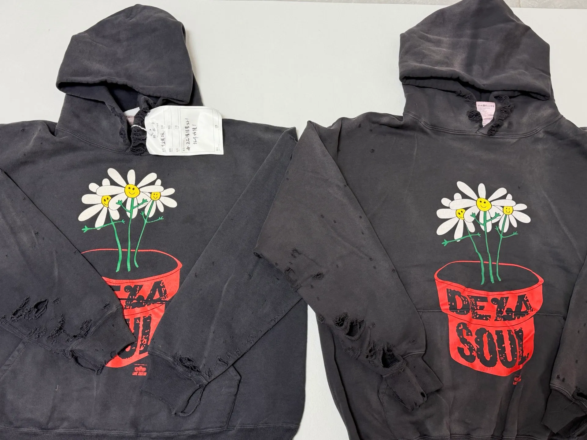 Prenatal planning SAINT Mxxxxxx × DE LA SOUL DLS_HOODIE/DE LA SOUL/BLK DE LA SOUL joint model potted plant destruction hoodie washed black S-XL